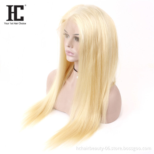 Pre-Plucked 613 Blonde Lace Wig Brazilian Straight Human Hair Transparent Full Lace Front Wig With Baby Hair